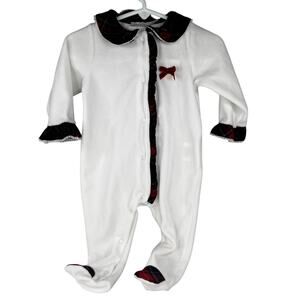 Patachou Baby Girls White Red Tartan Babygrow One Piece Jumper Feet 6 Mos